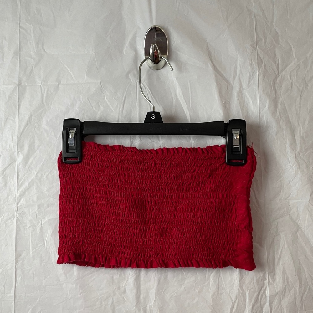 forever 21 red shirred top